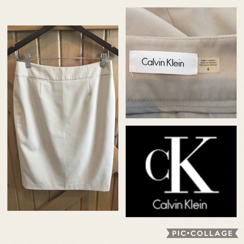 Calvin Klein Sz 6 Skirt Khaki Straight Lined NICE!
